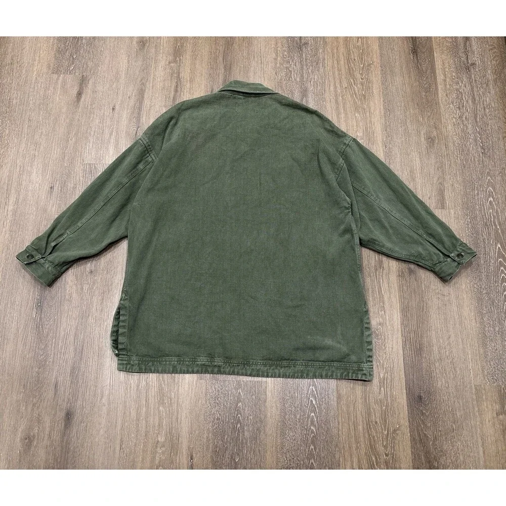 We The Free People Madison City Denim Jacket Large Green Oversized Grunge Boho - Picture 11 of 14